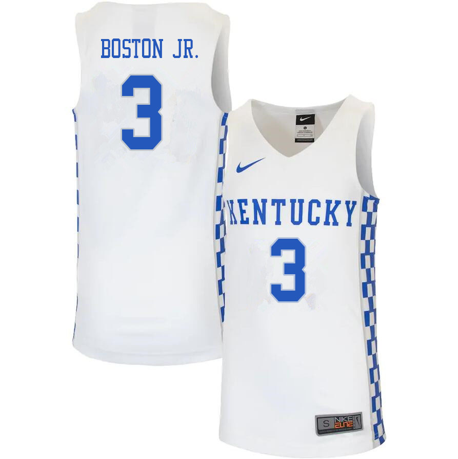 Men #3 Brandon Boston Jr. Kentucky Wildcats College Basketball Jerseys Sale-White